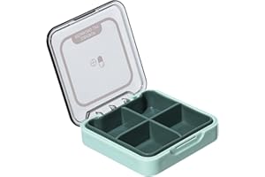 Catekro Organizer na pigułki, podróżne pudełko na tabletki z przezroczystą pokrywką, uroczy stojak na tabletki z witaminami, lekami, tabletkami, suplementami (zielony)