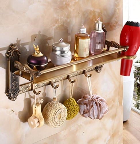 LDONGPENG LD&amp;P Hair Dryer Holders Towel rack Antique Brushed Bathroom Shelves, Space aluminum Towel Bar Rust Protection,40cm