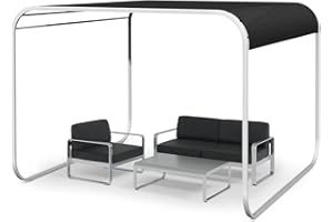 Blumfeldt Pergola, Metall Pavillon mit Polyester Schiebedach und Seiten, Sonnensegel mit Gestell, Überdachung Freistehend, Sonnenschutz für Garten und Terrasse, Gazebo Wasserdicht und Stabi