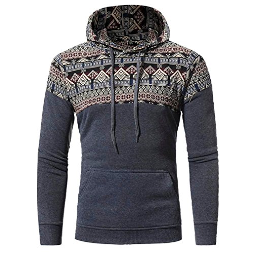 Preisvergleich Produktbild VENMO Männer Retro Outwear Langarmshirt Kapuzenjacke Sweatshirt Tops Jackenmantel Herren Kapuzenpullover Longsleeve Pullover Reißverschluss Kapuze Herren Sweatjacke Hooded Jacket (M, Dark Gray)