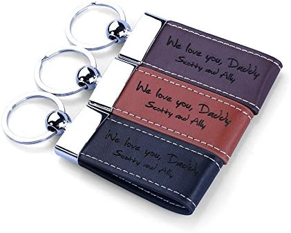 New Town CreativePersonalised Dark Brown Leather Keychain - Free Personalisation - Perfect Customised Gift for All Occasions