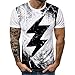 Produktbild Herren T-Shirt Print Kurzarmshirt Top Sommer Kurzarm Shirt Casual Basic O-Neck Poloshirts Rundhalsausschnitt Hemden (L, Weiß)