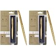 Parker Classic Gold Trim Ball Pen | Refillable | Gold Trim | Stainless Steel (1 Count, Pack of 2, Ink - Blue) | Ideal for gifting | Best pen for professionals, students