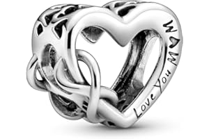 TCZNAF Charms Love Heart Familia Abalorios Colgantes Cuentas Compatible Pulsera & Europeo,Día de la Madre Charms Para Mujer for Birthday