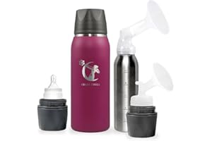 Breastmilk Chiller Reusable Storage Container by CERES CHILL | Cooler - Keeps Milk at Safe temperatures for 20+ Hours | Bottle Connects w/Major Pumps, 12 to 34oz (1 Chiller, Don’t Call Me “Hon” Plum)