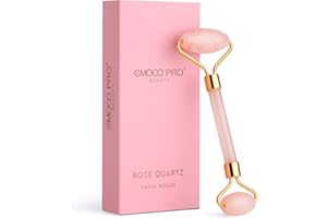 EMOCCI PRO Rouleau De Jade Roller Visage Quartz Rose Pierre Massage de Outil Guasha veritable