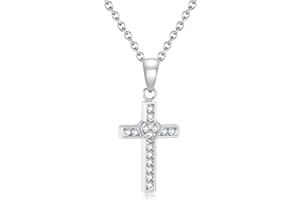 TIZU Cross Necklace for Women, 14K Gold Plated Simple CZ Cross Pendant Dainty Necklace Tiny Cute Jewelry Necklace Gifts for Women Girls
