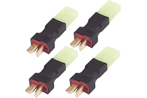 ONPRO 4 pcs No Wires Mini Tamiya Style Female Male Plug to Deans T Style Plug Female Male Adapter Wireless Connector for RC Drone Lipo Battery Charger ESC (mini tamiya female to T male)