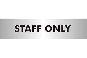 Seco Panneau « Staff Only », 190 mm x 45 mm – 2 mm effet aluminium brossé acrylique