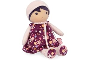 KALOO - Tendresse - Ma 1ère Poupée en Tissu Violette - Poupée de Chiffon 32 cm - Robe Fleurie - Bloomer Détachable - Jolie Boîte Cadeau et Ruban Personnalisable - Dès la Naissance, K200002
