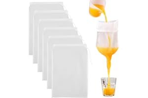 Yesimola 6 Pezzi Sacchetti per latte di Noci Riutilizzabili, Sacchetti Filtro con Coulisse,Garza Alimentare per Filtrare per Formaggio, Succo di Frutta, Caffè, 20 x 30 cm