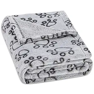 Pet Fleece Dog Blanket, Soft and Cozy Pet Throw with Paws Print for Dogs & Cats Medium Size