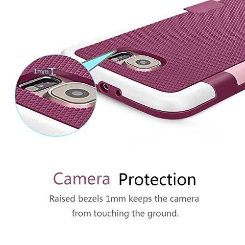 Galaxy S6 Funda -  Ultra Hybrid  HanLuckyStars Funda Carcasa Case TPU Matte Shell Exact Bumper Tope Shock Protecci  n Gota Anti-Ara  azos   Choque Absorci  n Borrar Espalda para Samsung Galaxy S6  RojoVino 