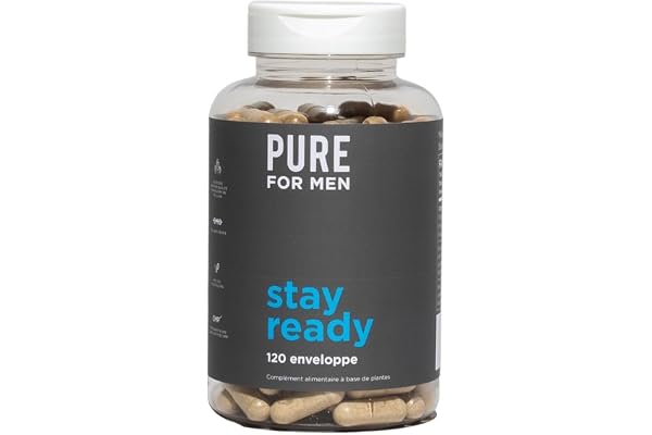 Pure For Men Supplément de fibres Original Cleanliness Stay Ready 120 capsules végétaliennes aide à promouvoir la régularité digestive Cosse de psyllium graines de chia fibres d'avoine