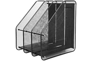 LONTG Porte-revues/magazines en Maille Métal 3/4*Compartiments Boîte de Rangement Etagère de Rangement Module de Classement Corbeille à Courrier Casier de Stockage Rangement de Dossier Bureau Scolaire