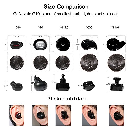 GoNovate G10 Bluetooth Earbud, Smallest Wireless Headset with 5.5 Hour Playtime, Earphone with Mic for iPhone Samsung Galaxy and Other Smartphone