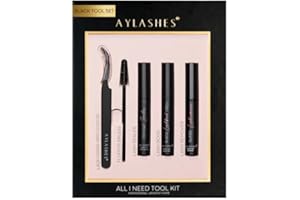 ‎AYLASHES AYLASHES - ALL I NEED Tool Kit | Lash grap applicator, Lash Bond schwarz, Lash Sealer, Lash Remover, Fluffer Brush | DIY Set für zu Hause für Wimpernextensions | Zubehör für DIY Wimpern