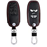 EDLE LEDEROPTIK: Das Auto Schlüssel Schlüsselcase im Don't touch my Key Design in Weiß Schwarz besteht aus robustem Kunstleder und schützt Deinen Zündschlüssel vor Schmutz.