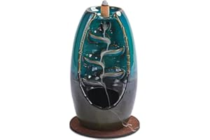 ZONSUSE Wodospad z przepływem zwrotnym, uchwyt na kadzidło z wodospadem górskim, ceramiczne kadzidło w kształcie jajka, prezenty z aromaterapią do jogi, medytacji i dekoracji (jajko)