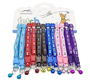 Royale Cat Adjustable Collar with Bell, Bone Print Design Pet Collar, Safety Quick Release Breakaway Collar for Cats