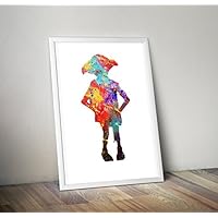 Harry Potter inspiriert Aquarell Print - Dobby - Hogwarts - Zitat - Alternative TV / Movie Prints in verschiedenen Größen (Rahmen nicht im Lieferumfang enthalten)