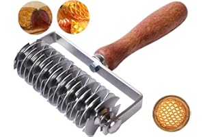 BRIOTA Lattice Pastry Cutter, Stainless Steel Lattice Roller, Noodle Pasta Spaghetti Maker, Pizza Pastry Wheel Roller Dough Cutter with Wood Handle