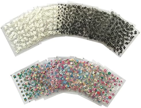 50 Sheets 3D Flower Nail Art Stickers Decals Decal Manicure Stamping DIY Decoration Tools, Include 15 Sheets White Flower, 15 Sheets Black Flower And 20 Sheets Colorful Flower