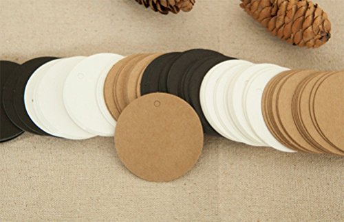 Hosaire 100 Etikett Runde Form Kraftpapier Tags Selbstgestalten Anhänger Etiketten DIY Deko Hochzeit Party Etikett Preisschild Schilder Geschenk Anhänger Kofferanhänger Label,5 x 5 cm - 6