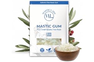 Mastic Labs | Pure Chios Greek Mastic Gum Resin Tears Μαστίχα (Pistacia Lentiscus) | Fresh Batch | Mastic Gum for Gut Health, Digestion, h.Pylori, Culinary & more