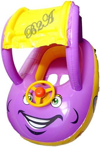 Purple Yellow Castle Baby Swim Boat/Swim Seat, With Sunshade & Steering Wheel, New