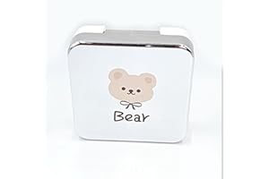 YiYFiT Cute Bear Contact Lens Case,1pcs Travel Contact Lens Case with Mirror Silver Reflective Cover with White Bottom Travel Kit Case Portable Contact Lens Soaking Storage Case