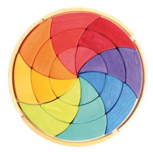 Grimm's Large Circle of Goethe - Wooden Waldorf Color Wheel Pattern Puzzle Blocks in Storage Tray by Grimm's Spiel & Holz