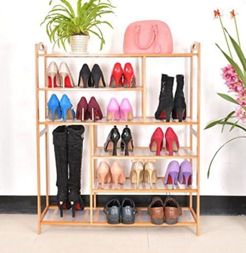 JCRNJSB® Bamboo flower rack, Shoe rack Multiple layers Storage shelves Simple shoe cabinet bookshelf Solid wood shelves rural Double boots Southern bamboo color Long 69cm Foldable, flower stand ( Color : #2 , Size : Loong89 )