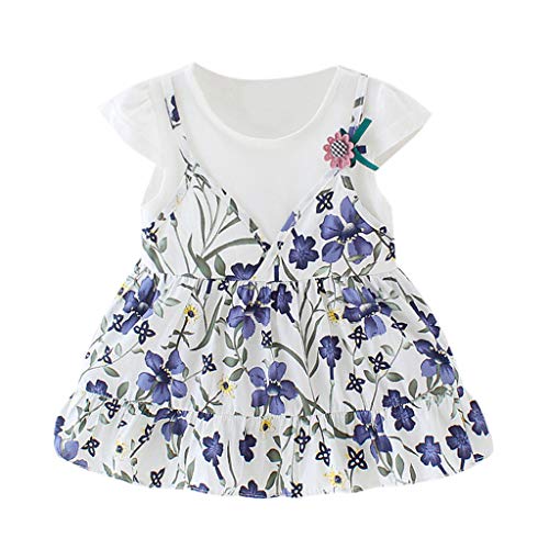 Preisvergleich Produktbild DQANIU Säuglingsbaby-Mädchen-Nette Kurzarm-Blumenblume gedruckte Prinzessin Kleid