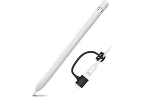 AHASTYLE Coque Apple Pencil 1ère Génération, Anti-Dérapante Silicone Case Cover Protection Apple Pencil 1st Génération [Kit d'attache D'adaptateur de Câble Ajouté] (1 Pack, Blanc)