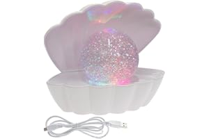 L & P Home & Gifts Lesser & Pavey White Glitter Pearl Seashell Colour Changing Mood Light (LP49420)