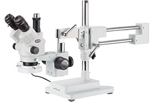 AmScope - Microscopio stereo simul-focale 3.5X-90X con luce fluorescente -