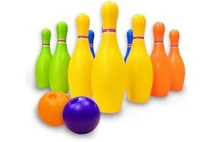COO11 Kids Bowling Set - with 10 Pins & 2 Round Ball Educational Early Development Indoor Outdoor Games for Toddlers, Children & Adults Gits for Boys Girls Ages 3,4,5-12 Years Old