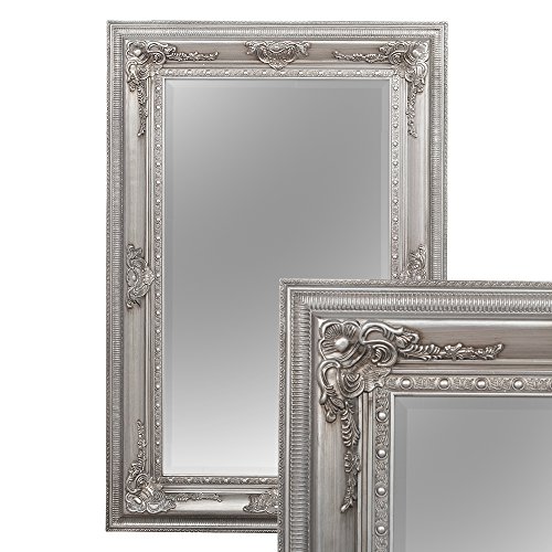 BAROCK WANDSPIEGEL Eve 120x80cm SPIEGEL ANTIK SILBER POMPÖS HOLZRAHMEN FACETTE