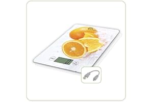LITTLE BALANCE 8545 Slim Orange USB-R, Waga kuchenna bez baterii, ładowana przez USB, naprawialna, 5 kg, pomarańczowy