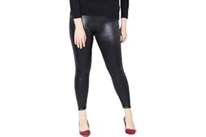 Nuofengkudu Mujer Negro Imitacion Cuero Leggings Tallas Grandes Elasticos Mallas Pantalones