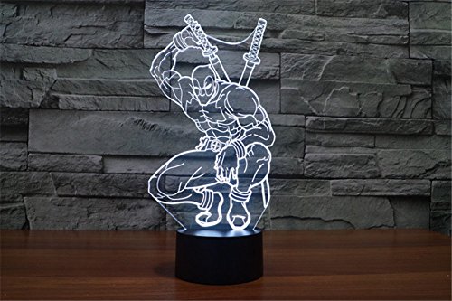 SmartEra® 3D Optical Illusion Mercenary Deadpool Nacht Dekorative Beleuchtung touch-Tasten 7 Farben ändern Decor LED Lampe - 7