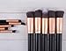 Ammiy® 10 Pcs Makeup Brush Set Professional Handle Premium Synthetic Kabuki Foundation Blending Blush Concealer Eye Face Liquid Powder Cream Cosmetics Lip Brush Tool Brushes Kit (Black-rose gold)