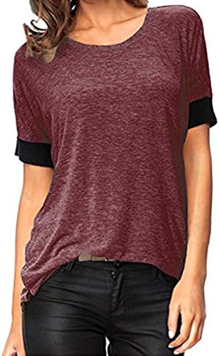 Simaier Women Loose Casual T Shirt Plain Cotton Round Neck Girls Tops
