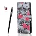 Produktbild Google Pixel Hülle, Alfort 3 in 1 Schutzhülle Leder Hülle Flip Wallet Fashion Design Dual Use Falten Premium PU Leder Tasche Case Cover Folio Mappen Kasten Abdeckung für MT Google Pixel 5.0" Smartphone Funktion Unterstützte Telefone mit Rote Blume ( Grau ) + Netter Staub Stecker + Alfort Schwarz Stylus Pen