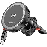 Borofone BH207 Ara&ccedil; Telefon Tutucu - Magsafe ile Uyumlu Kablosuz Hızlı Şarj, 5W/7.5W/10W/15W &Ccedil;ıkış, 4.5-7.0 in&ccedil; Telefonlar İ&ccedil;
