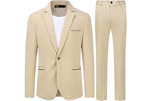 Allthemen Traje de Hombre de 2 Piezas Traje Ajustado Traje de Boda de Negocios con un botón