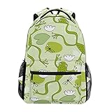 TIZORAX Mochila Escolar con Diseño de Ranas y libélulas