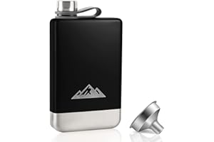 KWANITHINK Petacas de Alcohol con Embudo, Regalo Padre 8oz/227ml Acero Inoxidable Petacas para Licor Whisky, Petaca Verde para Hombres Camping, Exteriores, Senderismo, Escalada