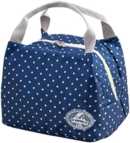 Clearance Internet Lunch Bag,Insulated Cold Canvas Stripe Picnic Carry Case Thermal Portable Lunch Bag Convenient Storage Bag Picnic Lunch Pouch Handbag Container (23.5*15.5*30cm, Blue)